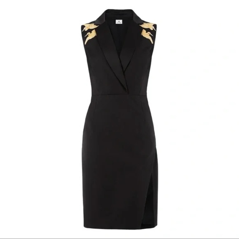 Altuzarra Target Tuxedo Black Gold Crane Sleeveless Classy Dress Size 6 NEW - Picture 1 of 11